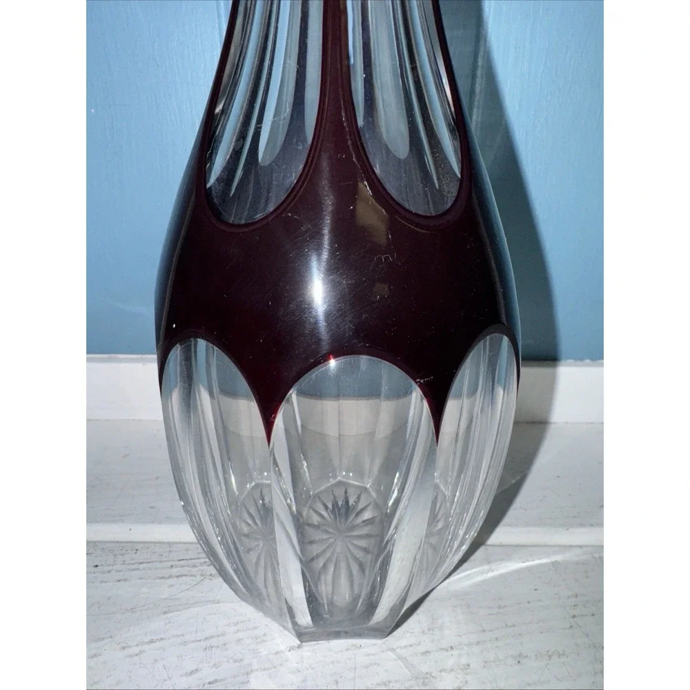 Vintage‎ Burgundy Ruby Cut To Clear 9